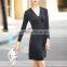 Women deep v-neck sexy nighty dress korean office dress casual one piece dress xxl black