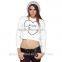 fashion sexy lady round collar printed hoody