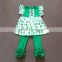 Boutique Children St. Patrick's Day Clothing baby girls shamrock 2 pcs clothes cute green clover tunic top and legging outfit