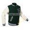 Custom Green American Baseball Puffer Varsity Letterman Team Bomber Wool Jackets for men kid with Faux Leather Sleeves Quilted