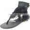 B22425A Europea women stylish tassels flip flops flat sandals