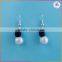 FACTORY Low Price Leather Double White Pearl Dangle Earrings
