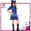 2016 wholesales girl blue costumes army girl soldier cosplays