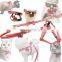 Korean style Fresh Strawberry red grid pet cat collar dog collar hauling leash harness set