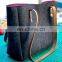 Grey Wool Felt Handbag with Leather Handles