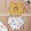 A0167# Clothing set Summer Girl 2PCs Kids Rainbows Tops + Shorts 2Pcs outfit Child Baby Girls Clothes Set