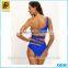 2016 Wholesale Women Sexy Blue One-Shoulder Design Sexy Lady One-Piece Swimwear
