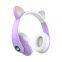 Headset Bluetooth compatible headset wireless LED girl stereo foldable sports headset microphone headset cute cat ears