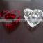 Hand made heart shaped thick wall and round in center clear and red votive candle holder