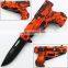 8 Inch higth quality stainless steel gun shaped folding pocket colorful gun knife
