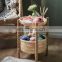 New Design Natural Woven Bamboo side table with basket 2 tiers bambo tray storage basket Wholesale Handwoven Made in Vietnam