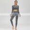 2 Piece Gym Set Women Seamless Long Sleeve Crop Top And Leggings Yoga Gym Wear Set