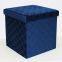 Foldable storage pressed velvet ottoman-Blue