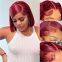 8-дюймовые до 16-дюймовые 99J Bob Wigs Lace Front Human Hair Wigs 13x4 Lace Frontal Human Hair Wig Бордовый прямые короткие бабовые челки из натурального волосы 100% Human Hair Bob Wigs