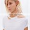women blank t shirt high quality fashion OEM service plain color t shirt with short sleeve TS047