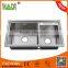 304 stainless steel double bowl handmade kitchen sinks HD-HM8246