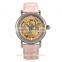 SA8139 IP rose gold vintage leather strap skeleton auto watch