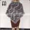 Factory Direct Wholesale Price Rabbit Knitted Fur Poncho With Raccoon Fur Trim