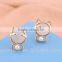 Cute pearl Gold Plated Bowknot Opal Cat Dog Stud Earring happy back