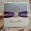 2016 new style handmade glitter paper purple ribbon hot sale wedding invitation cards