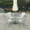 White Outdoor Garden Balcony Aluminum Sling Fabric Patio Furniture Table Chair Set