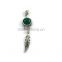 925 sterling silver green onyx period gemstone pendant with enhancer bail & 18k gold accents