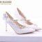 OW25 Wedding shoes White color Crystal Latin Pump 9CM High Heel shoes for Lady