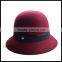 2016 hot sell high quality 100% Australia wool autumn lady's burgundy short brim bucket felt hats