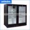 Supermaket direct cooling underbar cooler,3 glas door counter top electric beer back bar cooler