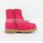 Wholesale Cheap Girls Candy Color Rose Red Winter Boots with Side Zipper