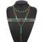 Cheap fashion simple geometric turquoise beaded multilayer short necklace