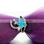 Flower Shape Blue Opal 925 Sterling Silver Infinity Ring Wholesale Sri111W