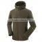 Army green multi pockets polar fleece thick warm Mountaineering jacket with hood