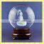 80mm Crystal Ball Laser Engraved Crystal 3D Buddha With Red Wooden Base