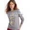 New Arrivals Fashion Long Sleeves Autumn Foil Gold women pullover Sweatshirt without hoodies