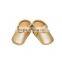 Wholesale leather baby shoes baby moccasin gold baby shoes with bow