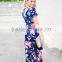 floral print dresses Short Sleeves Round Neck Summer Maxi Dress flower long dress