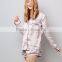 Pink Stripe Satin Shorts Pyjama Set With Pocket Front Design Women Pajama Adults Nightwear Made In China