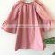 Fall And Spring Long Sleeves Girls Clothes Pink Linen Design Baby Girl Party Dresses