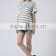 Cheap double stripe short sleeves maternity t-shirt wear with front pocket