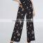 Chic ropa mujer floral wide legs shape print black dressy pants outfits