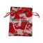 Hot Sale Red Christmas Stocking Pattern Polyester Jewelry Drawstring Gift Bags