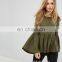 New design chiffon flared sleeves woman blouse tie V-back girl top