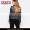 Ladies Textured Collarless Office Wear Cropped Blazer in Charcoal