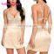 Hot Attractive Nude Sheer Lace Women Babydoll Lingerie Set