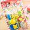 Blister Card packing eraser set Assembled educational eraser set Family /traffic/food Theme eraser set