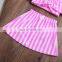Infant Girls Striped Sling Tube Top Bowknot Top Skirt Bandana Set European Trend