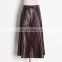 TWOTWINSTYLE Korean PU Leather High Waist Lace Up Solid Large Size Midi Skirts Female Spring Fashion