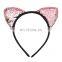 free ship Reverse Glitter Sequins Girls Cat Ear Hairband Headband Flip Girls DIY Hair Accessories For Kids Mermaid Hair Hoop