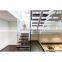 Modern Central Beam Straight Wooden Staircase With Glass Railing